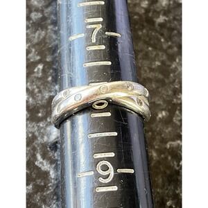 GW 925 CZ Sterling Silver Ring Double Crossed  Size 8 Marked  #387